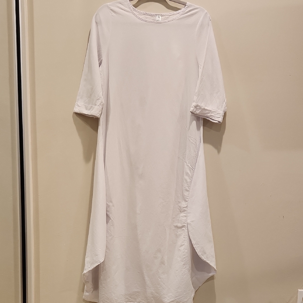 White Asymmetrical High-Low Maxi  Dress